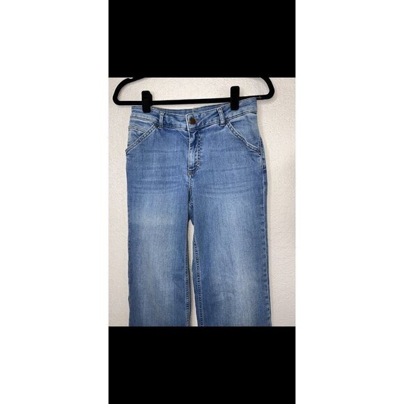 Boden The Windsor Wide Leg Jeans Trousers Size US10 Light Blue Jeans Denim 1A - Picture 2 of 13